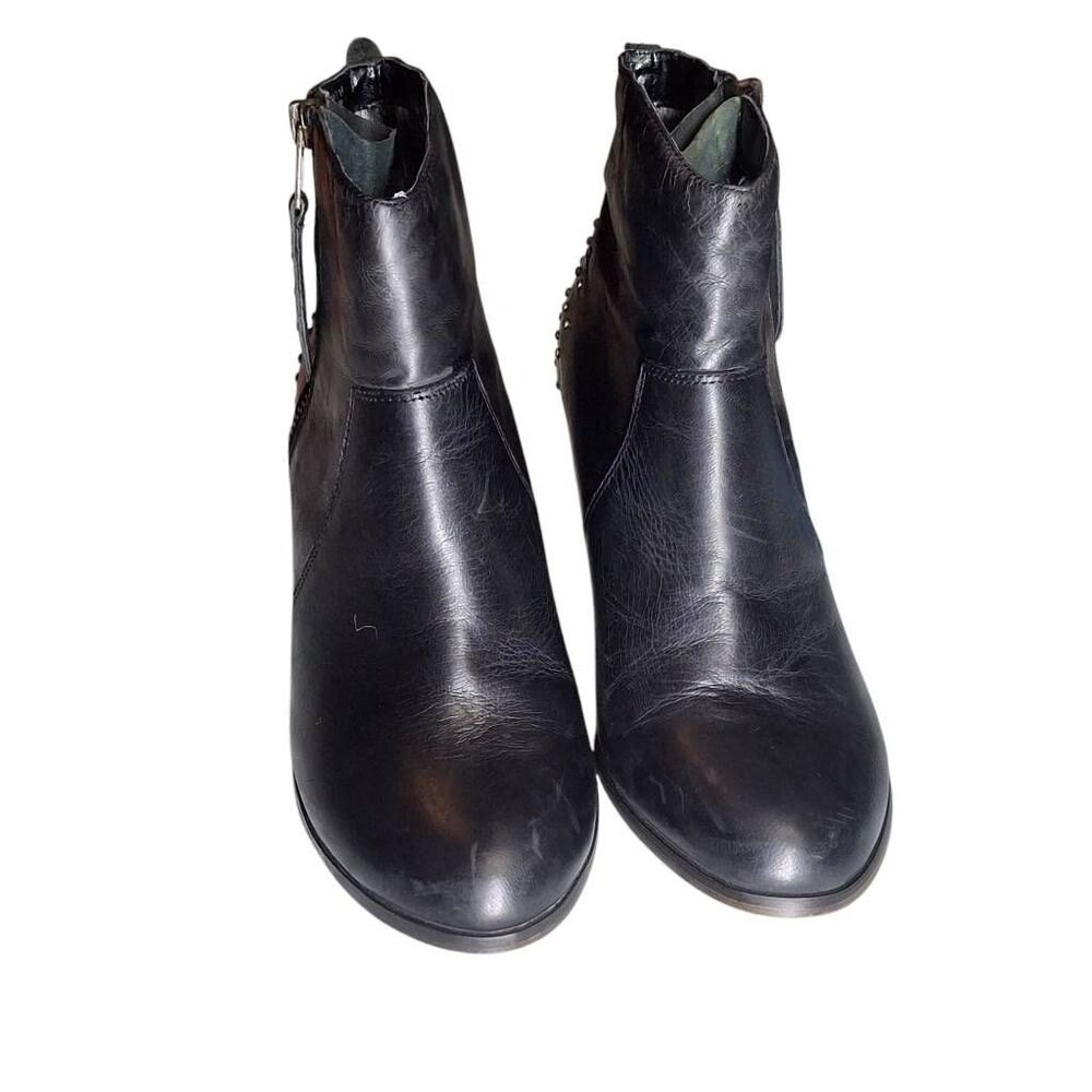Black Leather Brass Stud Detail Booties Women's 7.5 Viva by Pedag